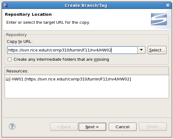 Choose Copy Destination