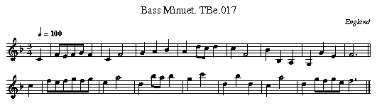 Bass Minuet. TBe.017 - staff notation